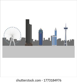 Seattle city skyline in United States. illustration for web and mobile design.