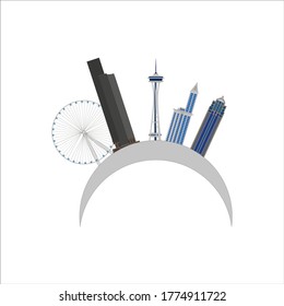 Seattle city skyline in United States. illustration for web and mobile design.