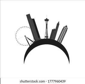 Seattle city skyline in United States. illustration for web and mobile design.
