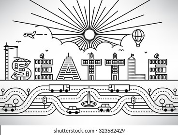 Seattle City Typography Design with Building Letters
