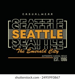 Seattle City Typografie Design und Illustration Vektor für T-Shirt Design