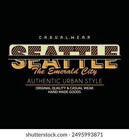 Seattle City Typografie Design und Illustration Vektor für T-Shirt Design