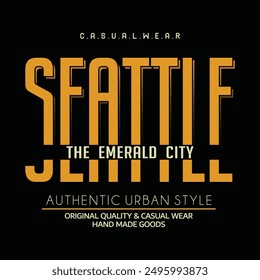 Seattle City Typografie Design und Illustration Vektor für T-Shirt Design