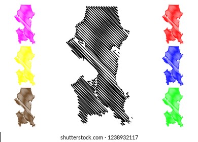 Seattle City ( United States cities, United States of America, usa city) map vector illustration, scribble sketch City of Seattle map