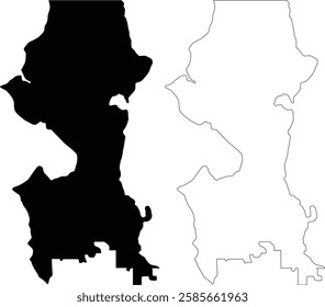 Seattle city USA vector  map, contour, silhouette, outline