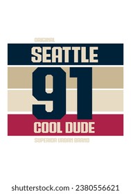 seattle cool dude,t-shirt design fashion vector