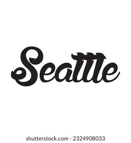 Seattle - custom calligraphy text on white background.