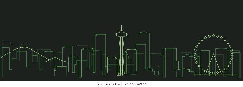 Seattle Futurist Technology Light Trace Skyline