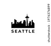 Seattle the futuristic space needle Puget sound   city scape silhouette logo design inspiration 