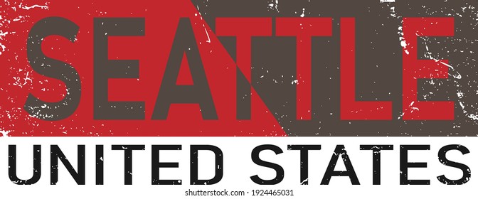 Seattle graphic emblem on white background. Label for t-shirt. Typography vector design.
