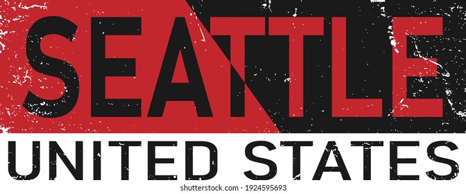 Seattle graphic emblem on white background. Label for t-shirt. Typography vector design.