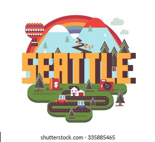 Seattle, gran destino para visitar, cartografía vectorial