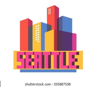 Seattle, grande destino para visitar, desenho animado vetorial