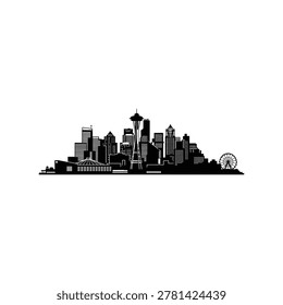 Seattle landmarks skyline silhouette vector icon