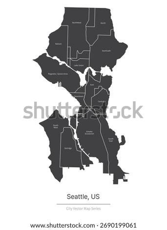 Seattle Map. vector map of city in the US.