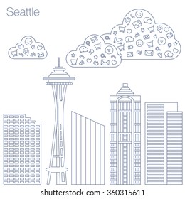 Seattle Needle With Icon Vector Of Space