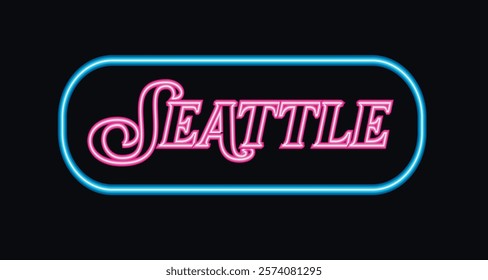 Seattle neon sign vector illustration