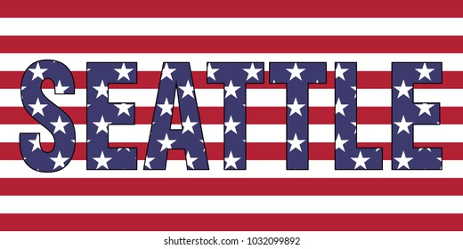 Seattle on USA flag