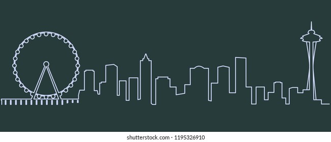 Seattle Single Line Skyline