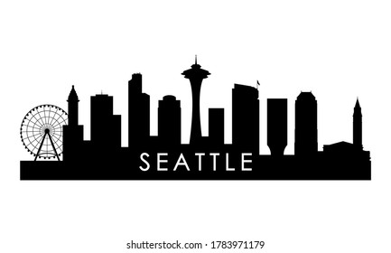 Seattle skyline silhouette. Black Seattle city design isolated on white background. 