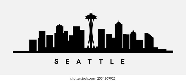 Ilustração da silhueta do horizonte de Seattle. paisagem urbana de Seattle eua washington skyline