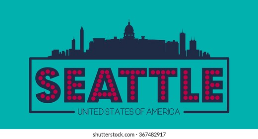 Seattle skyline silhouette poster vector design illustration