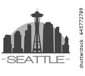 Seattle Skyline Silhouette Skyline Stamp Vector City Design
