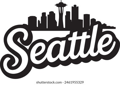 Seattle Skyline Silhouette Vector Illustration