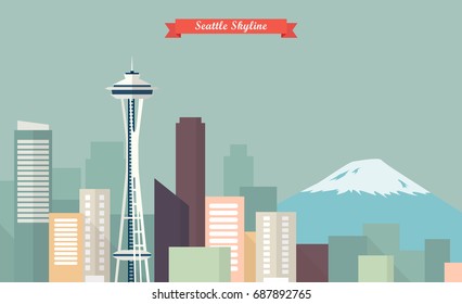 Seattle skyline. vector illustration