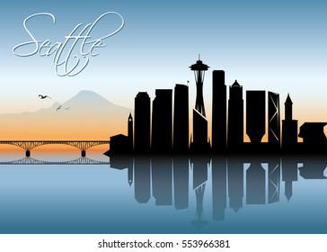 Seattle skyline - Washington - vector illustration