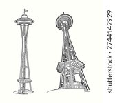 The Seattle Space Needle Landmark vector 