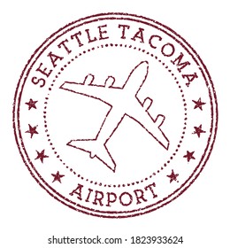 Seattle Tacoma Airport Stamp. Airport Of Seattle Round Logo. Vector Illustration.