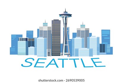 Cartaz de viagem de Seattle. Ilustração de arte vetorial