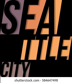 Seattle t-shirt tee design typography print graphics. Vector illustration.