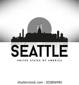 Seattle United States of America Cities/States skyline, vector illustration.