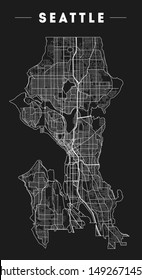 Seattle USA City Map in Retro Style. Outline Map. Vector Illustration.