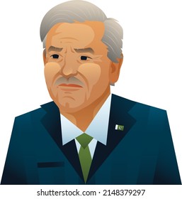 Seattle, WA - United States - Apr 21 2022: Vector Portrait Of Shehbaz Sharif - Prime Minister Of Pakistan