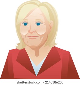 Seattle, WA - United States - Apr 21 2022: Vector Portrait Of Marion Anne Perrine - Marine Le Pen - National Rally Party