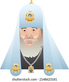 Seattle, WA - United States - Apr 22 2022: Vector Illustrated Portrait Of Patriarch Kirill Cyril Of Moscow - Leader Of Russian Orthodox Church