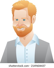 Seattle, WA - United States - Apr 22 2022: Vector Illustrated Portrait Of Prince Harry Windsor - Duke Of Sussex