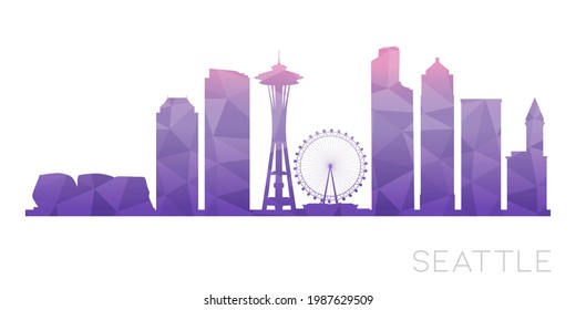 Seattle, WA, USA Low Poly Skyline Clip Art City Design. Geometric Polygon Graphic Horizon Icon. Vector Illustration Symbol.
