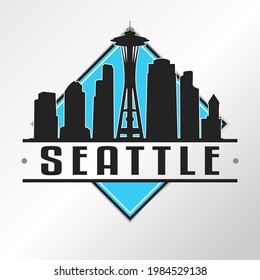 Seattle, WA, USA Skyline Logo. Adventure Landscape Design Vector City Illustration Vector illustration.