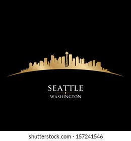 Seattle Washington city skyline silhouette. Vector illustration