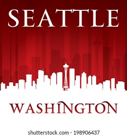 Seattle Washington city skyline silhouette. Vector illustration