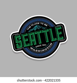 seattle, washington, diseño de emblema lineal para camisetas y pegatinas