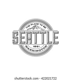 seattle, diseño de emblema lineal washington para camisetas y adhesivos