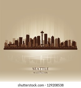 Seattle Washington Skyline City Silhouette