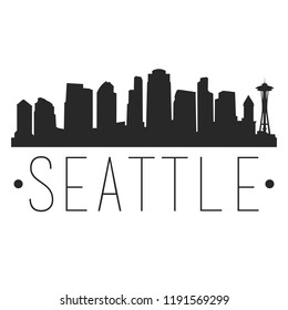 Seattle Washington Skyline. Silhouette City Design. Vector Famous Monuments Landmark Travel.