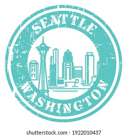 Seattle Washington skyline stamp vector illustration