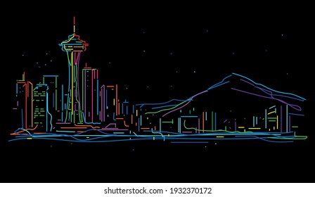 Seattle Washington skyline vector illustration